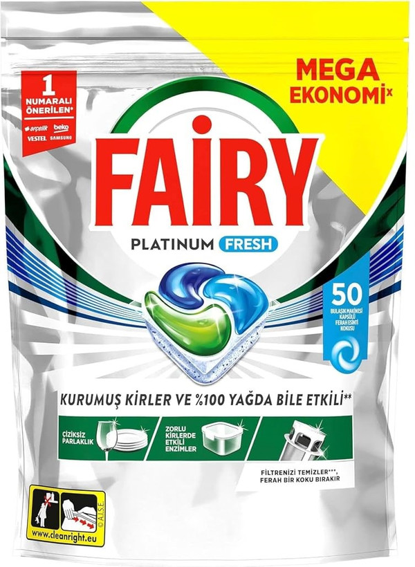 قرص ماشین ظرفشویی فیری پلاتینیوم فرش ۵۰ عددی Fairy Platinum Fresh