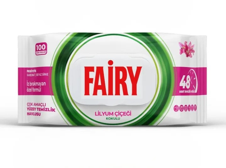 دستمال مرطوب چند منظوره سطوح فیری Fairy رایحه گل لیلیوم بسته 100 عددی